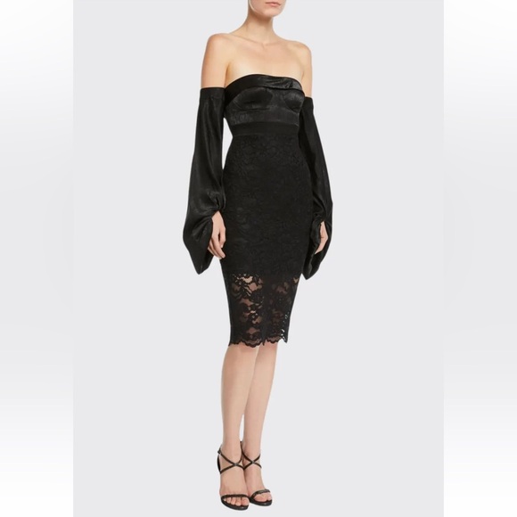 MISHA COLLECTION Dresses & Skirts - MISHA Collection Cleo Black Lace Off-Shoulder Midi Dress Size‎ US 2